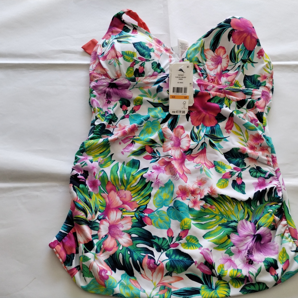 Tommy Bahama Floral Pink and Green One-Piece Swimsuit